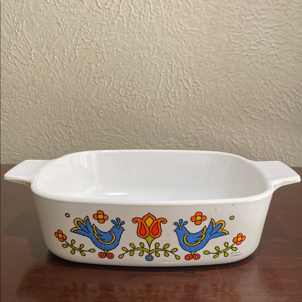 Vintage, Corning-ware, Square, 1 Quart, COUNTRY FESTIVAL 1975